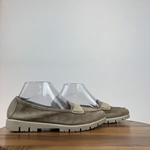 Womens The Flexx Loaf N Taupe Nubuck Lug Sole Platfrom Pointed Toe Loafer Sz 8.5